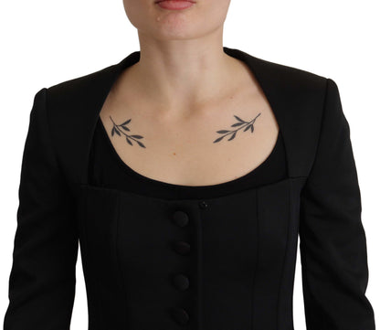 Dolce & Gabbana Black Slim Fit Long Sleeves Snap Jacket
