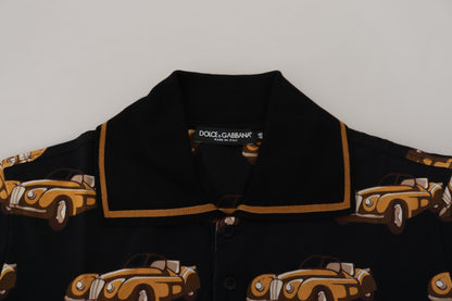 Dolce & Gabbana Black Car Print Short Sleeve Polo T-shirt
