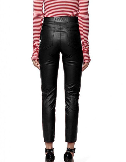 Gaelle Chic Chain-Embellished Eco-Leather Pants