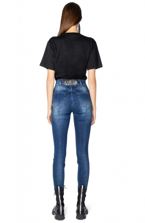 Gaelle High-Waist Super Skinny Velvety Patch Jeans