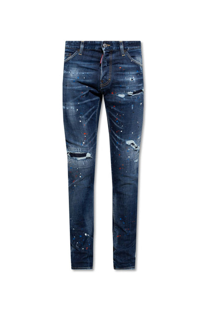 Dsquared² Navy Cool Guy Tapered Splatter Jeans