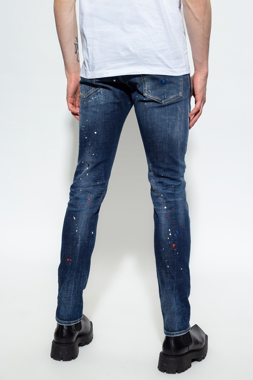 Dsquared² Navy Cool Guy Tapered Splatter Jeans