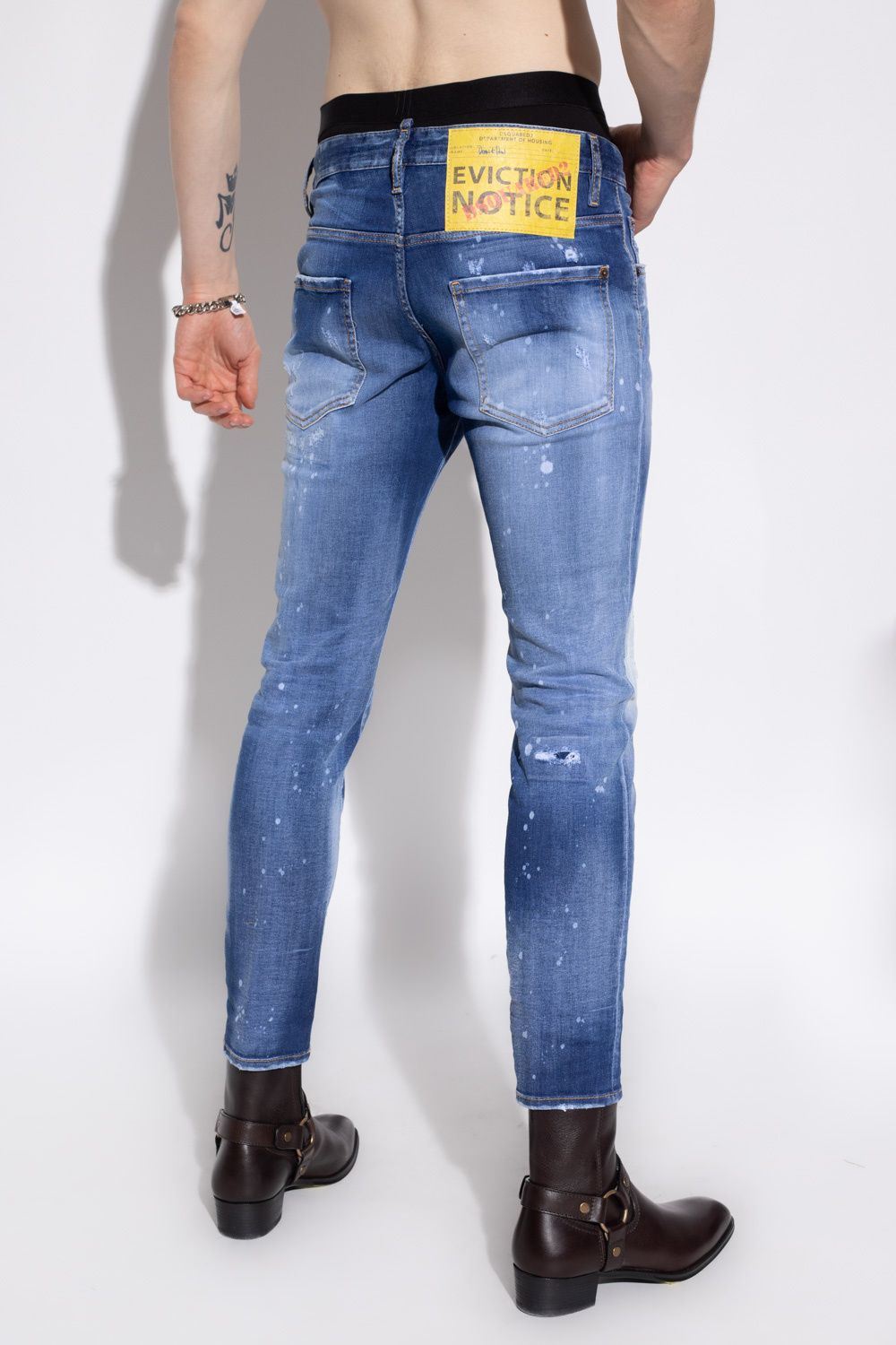 Dsquared² Chic Distressed Skater Denim Splatter