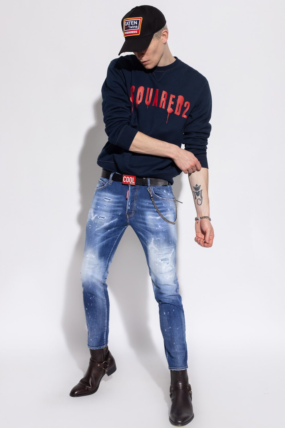 Dsquared² Chic Distressed Skater Denim Splatter