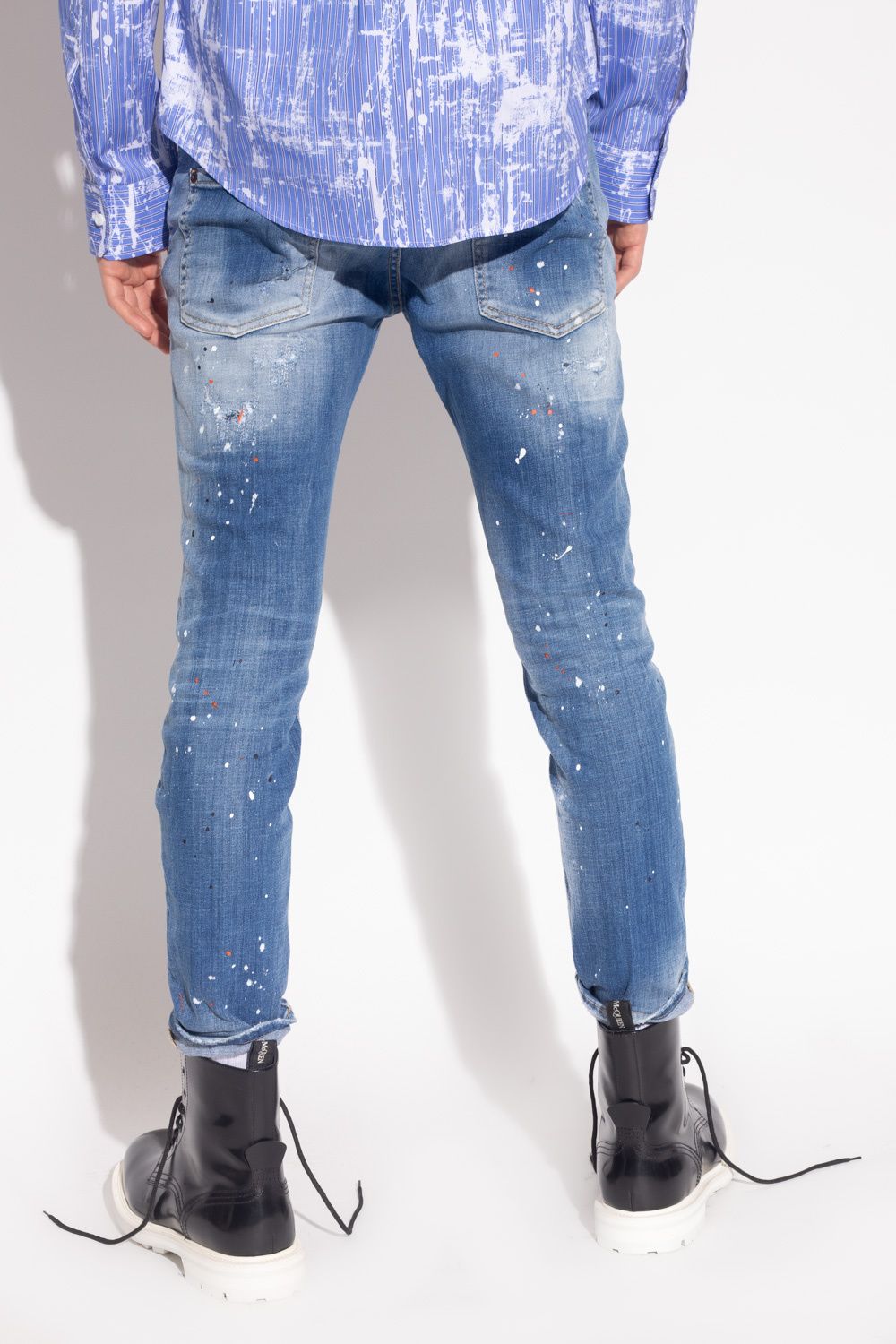 Dsquared² Chic Distressed Paint-Splatter Denim