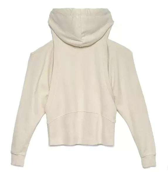 Hinnominate Chic Off-Shoulder Beige Sweatshirt with Hood