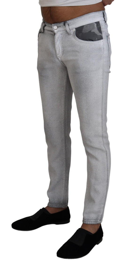 Dolce & Gabbana Gray Washed Skinny Men Denim Jeans