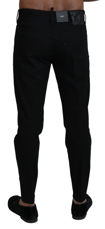 Dsquared² Sleek Black Cotton Blend Pants