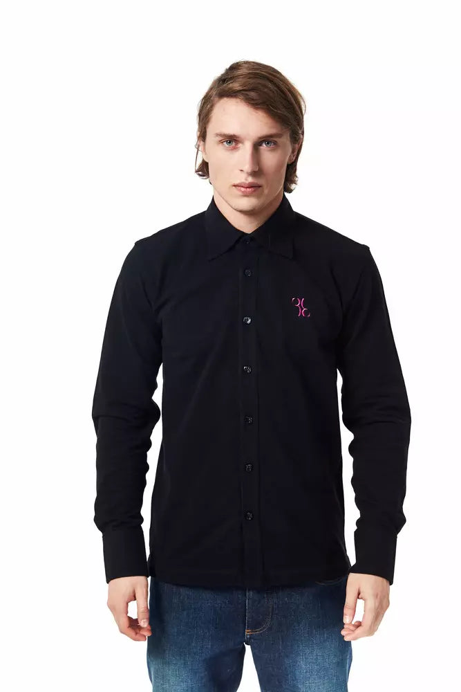 Billionaire Italian Couture Black Cotton Men Shirt