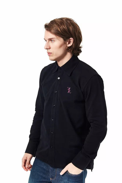 Billionaire Italian Couture Black Cotton Men Shirt