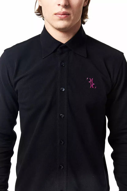 Billionaire Italian Couture Black Cotton Men Shirt