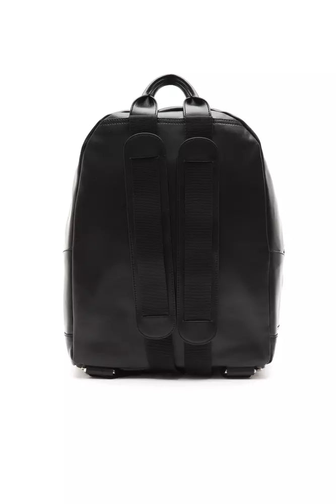 Billionaire Italian Couture Black Leather Men Backpack