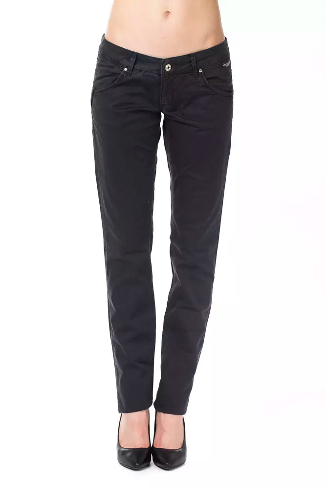 Ungaro Fever Blue Cotton Women's Regular Fit Pant