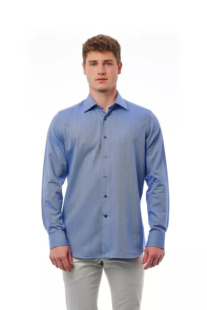 Bagutta Light Blue Cotton Men Shirt