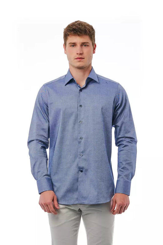 Bagutta Blue Cotton Men Shirt