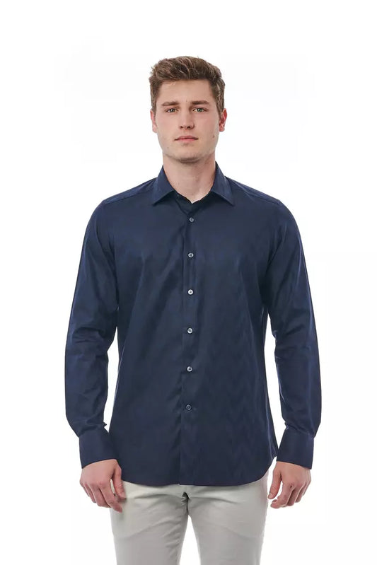 Bagutta Blue Cotton Men Shirt