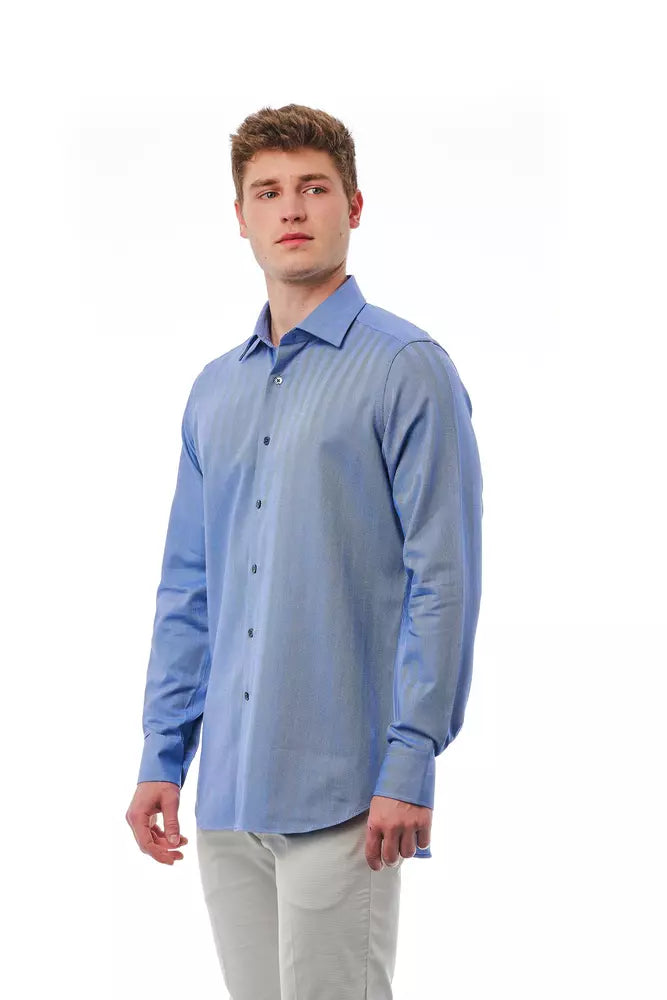 Bagutta Light Blue Cotton Men Shirt