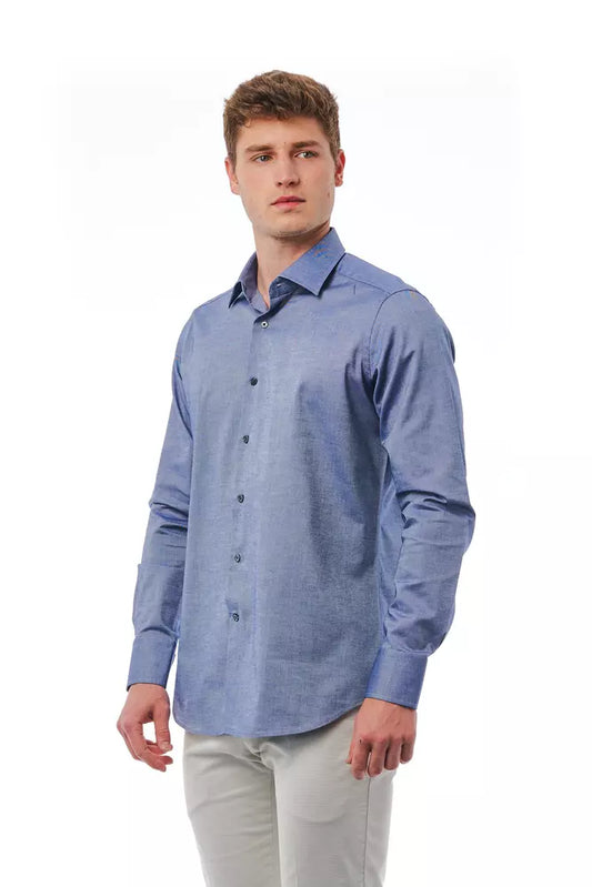 Bagutta Blue Cotton Men Shirt