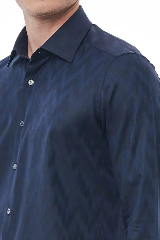 Bagutta Blue Cotton Men Shirt