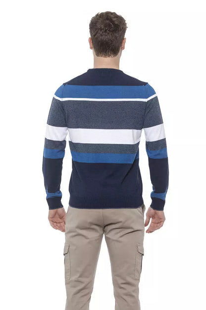 Conte of Florence Blue Cotton Men Sweater