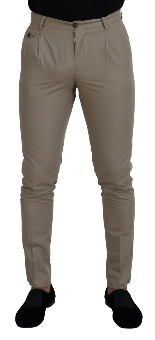 Dolce & Gabbana Beige Cotton Slim Fit Men Pants