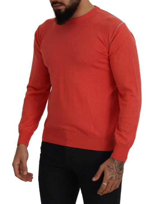 Eleventy Elegant Orange Crewneck Pullover Sweater