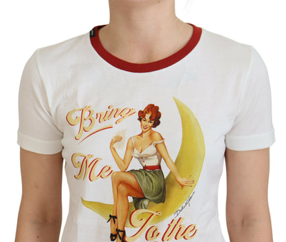 Dolce & Gabbana White Printed Short Sleeves Pullover Top