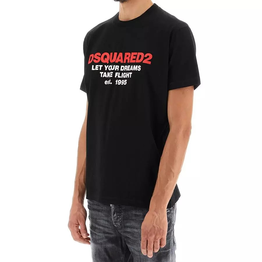 Dsquared² Elegant Black Cotton Tee with Logo Front