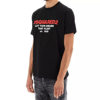 Dsquared² Elegant Black Cotton Tee with Logo Front