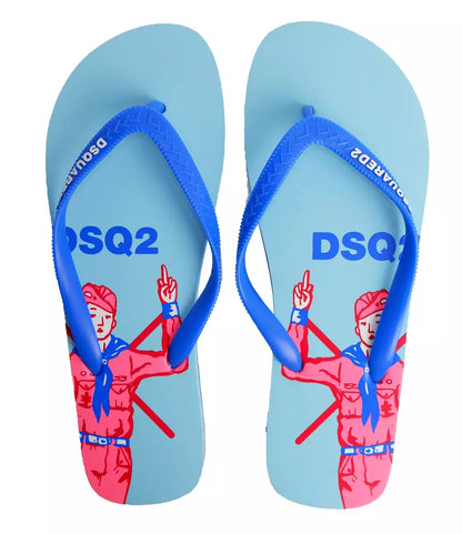 Dsquared² Sleek Blue Flip Flops with Transparent Shopper