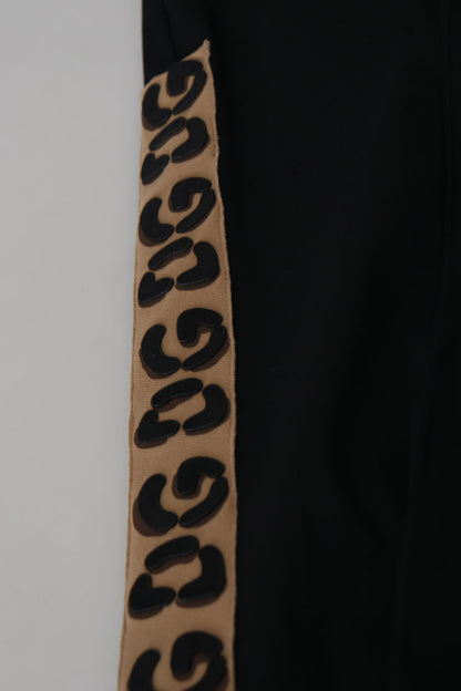 Dolce & Gabbana Black Cotton Elastic Waist DG Logo Cropped Pants