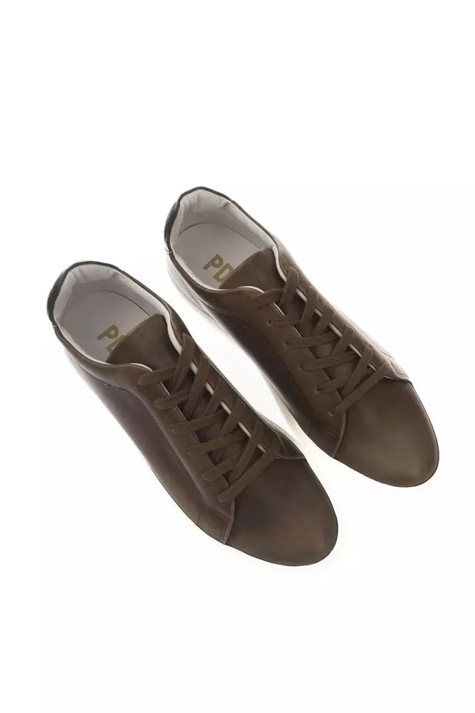 Pantofola D'Oro Brown Leather Men Sneaker