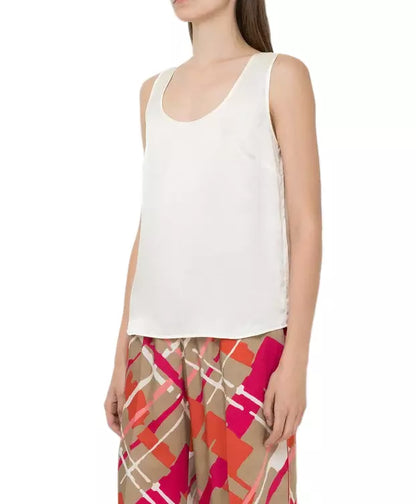 Twinset Sleeveless Silk Blend Cream White Top