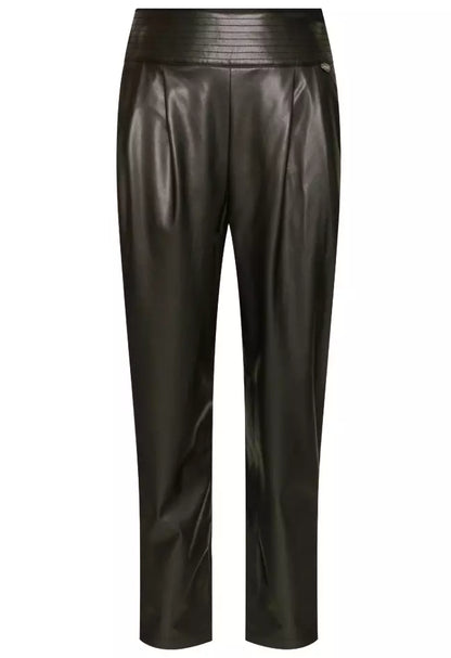 Twinset Chic Eco-Leather Trousers with Side Zip