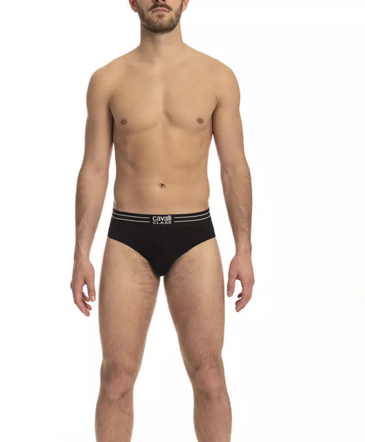 Cavalli Class Black Cotton Men's Underwear Trio Pack
