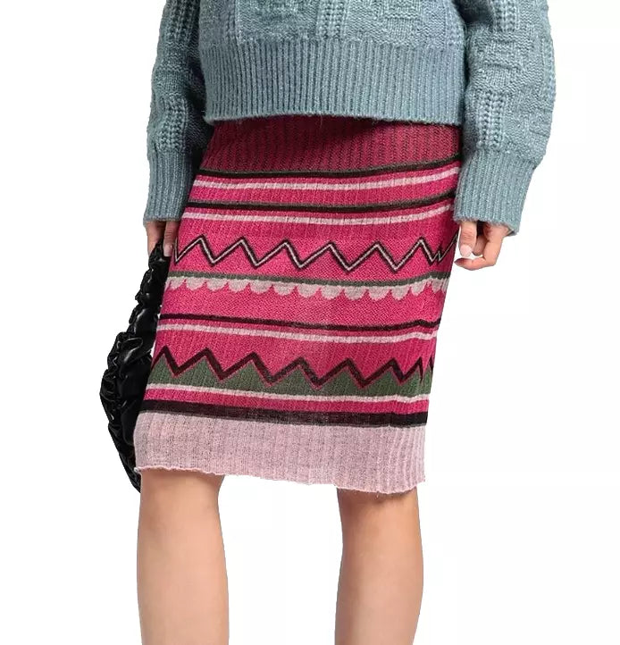 Twinset Chic Abstract Print Knitted Midi Skirt