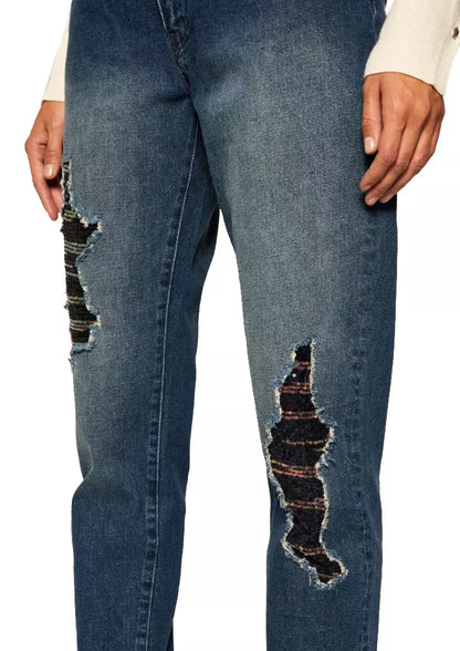 Twinset Chic High-Waisted Distressed Sequined Jeans