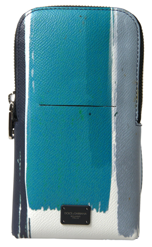 Dolce & Gabbana Blue Leather Purse Crossbody Sling Phone Bag Unisex
