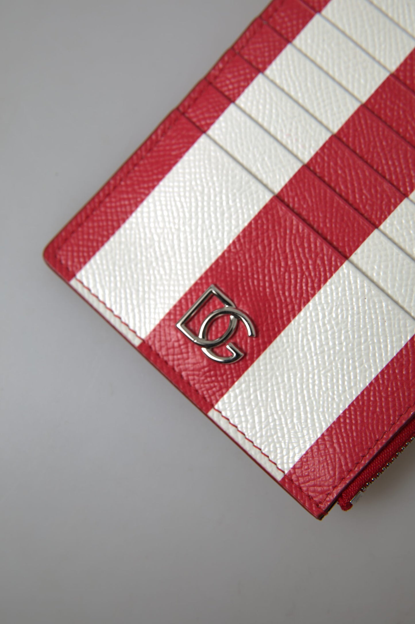 Dolce & Gabbana Elegant Striped Leather Card Holder