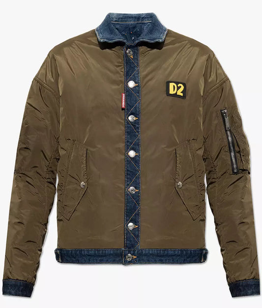 Dsquared² Chic Reversible Army Jacket with Logo Patch