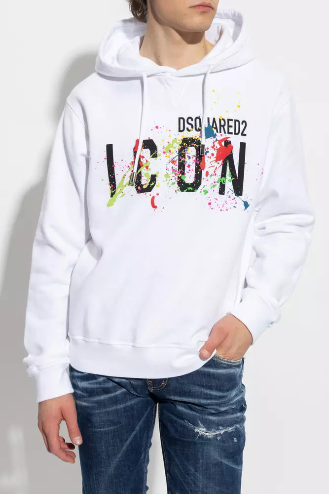 Dsquared² Elegant White Cotton Hoodie with Logo Print