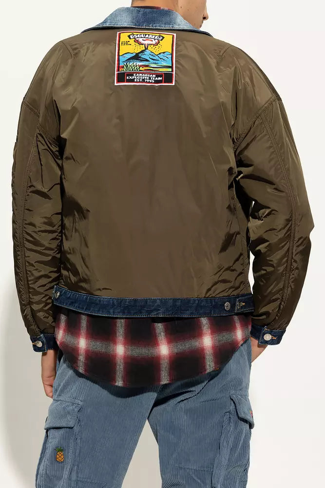 Dsquared² Chic Reversible Army Jacket with Logo Patch