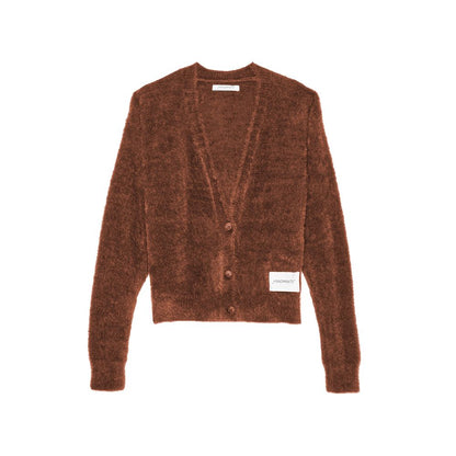 Hinnominate Soft Furry Knit V-Neck Cardigan - Cozy Elegance