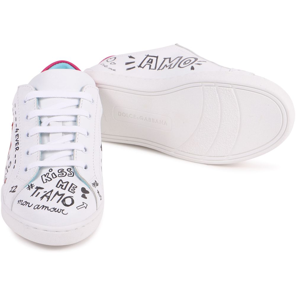 Dolce & Gabbana Chic White Calfskin Leather Sneakers