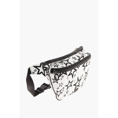 Dolce & Gabbana White Star-Print Nylon Messenger Bag with Calfskin