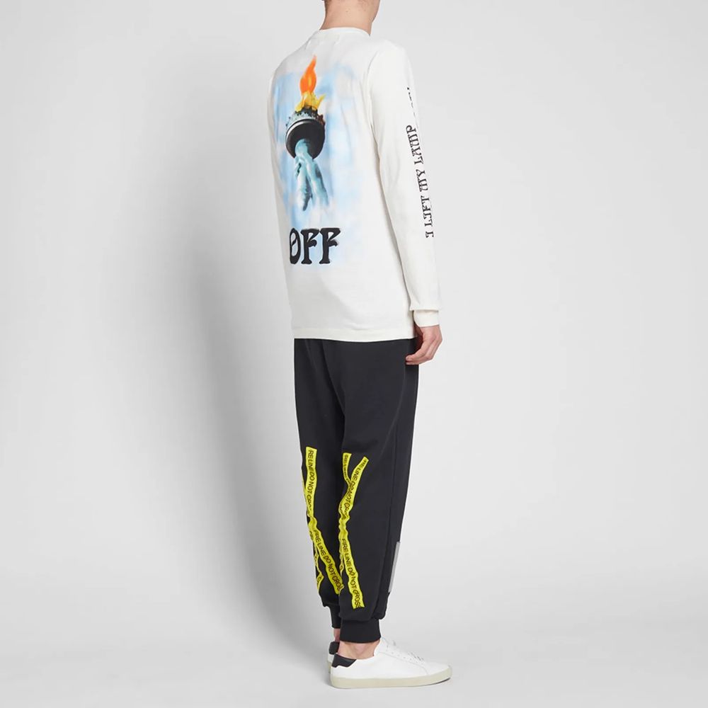 Off-White Graffiti Long Sleeve Cotton Tee - Pristine White