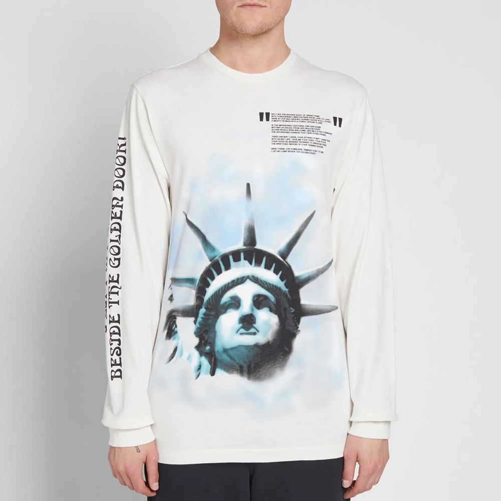 Off-White Graffiti Long Sleeve Cotton Tee - Pristine White