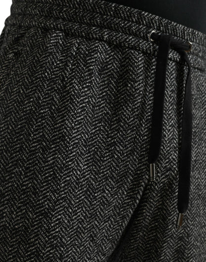 Dolce & Gabbana Elegant Dark Gray Wool Blend Joggers