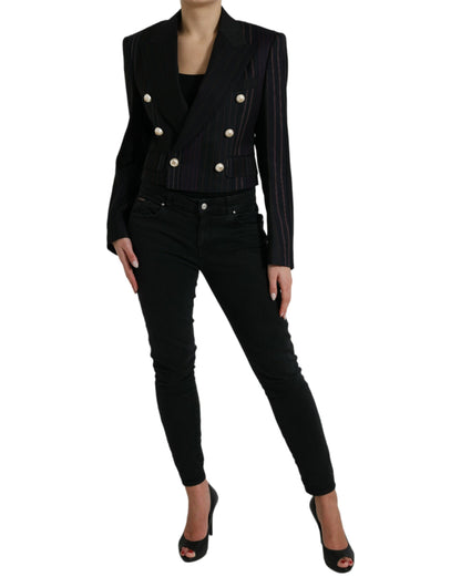 Dolce & Gabbana Black Striped SICILIA Double Breasted Jacket