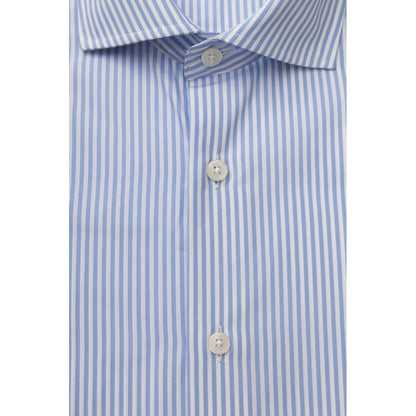 Bagutta Light Blue Cotton Men Shirt